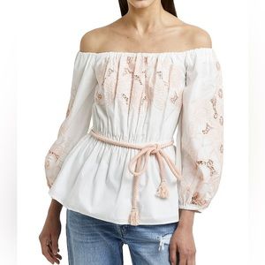 Boujie Boho Off Shoulder Embroidered Blouse M/L